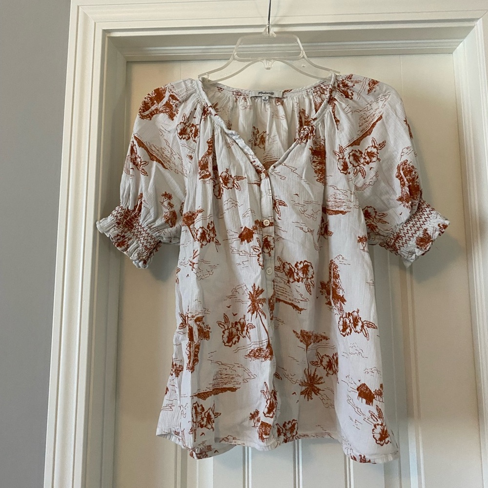 White Tropical Gauze Top